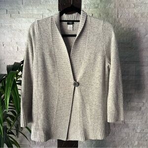 J. Crew Gray Wool-Cashmere Blend Collar Fisherman Coastal Shawl Sweater Size M